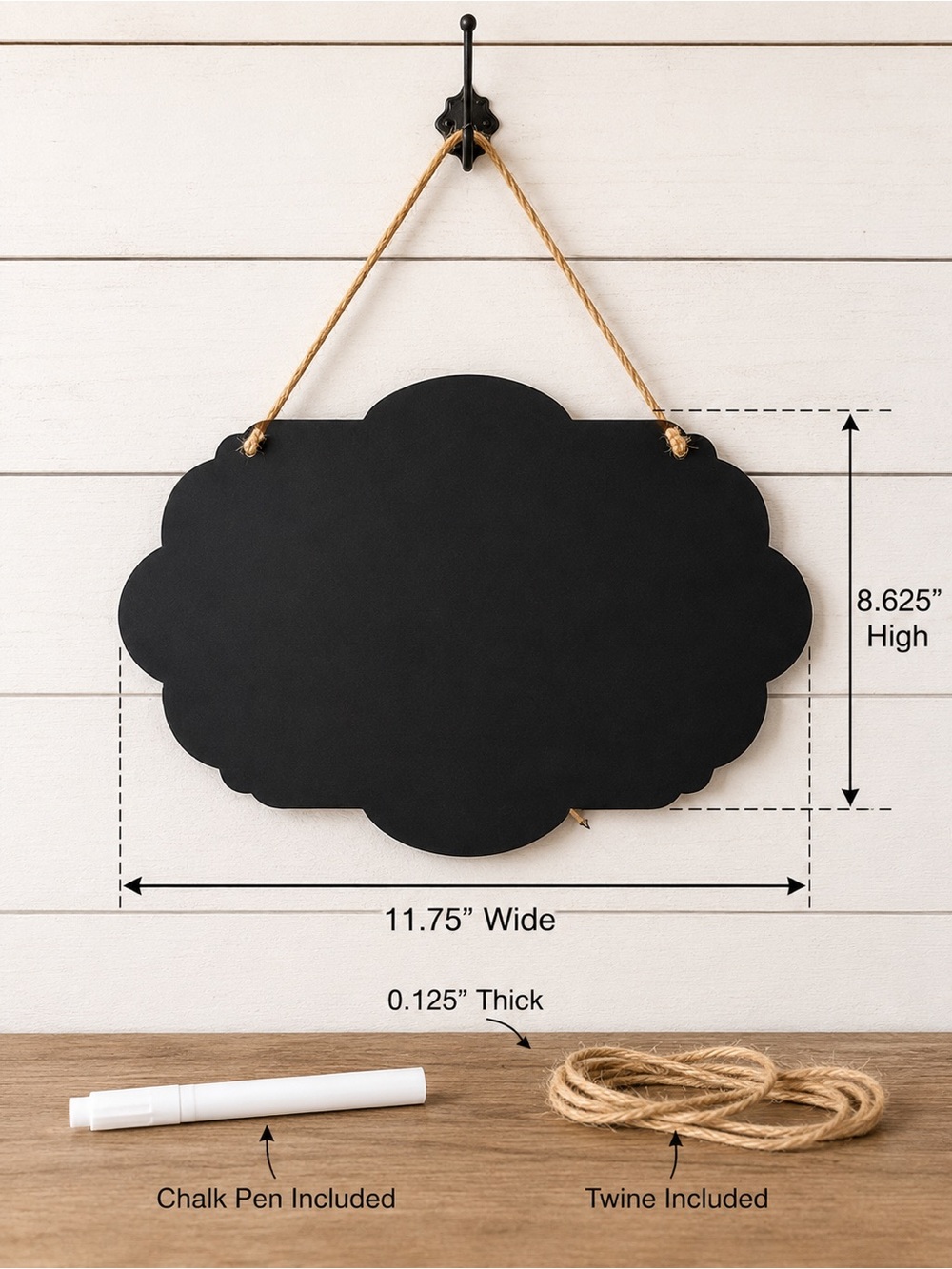 Rustic Hanging Chalkboard Sign Set 11.75” Farmhouse Memo Board Twine and Pen NWT - Picture 4 of 16